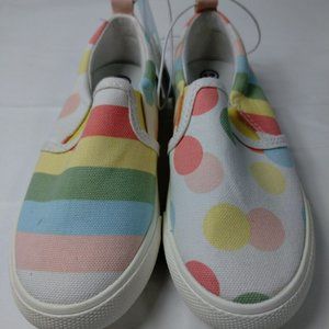NEW Cat & Jack Girls Colorful Striped Polka Dots Sneakers Size 12